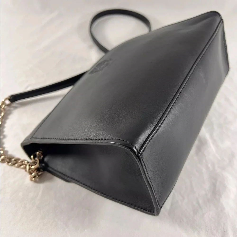 BRUNO MAGLI Black Leather Flap Leather Crossbody Bag Made in Italy